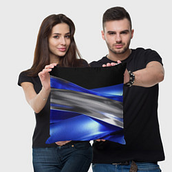 Подушка квадратная Серебряная вставка на синей абстракции, цвет: 3D-принт — фото 2