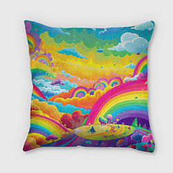 Подушка квадратная Мир радуги и ярких красок, цвет: 3D-принт
