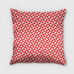 Подушка квадратная Маленькие красные сердечки, цвет: 3D-принт