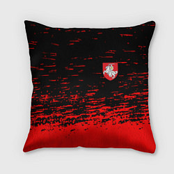 Подушка квадратная Герб Белоруссии краски красные, цвет: 3D-принт