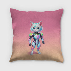 Подушка квадратная Funny kitten - cyberpunk, цвет: 3D-принт