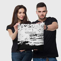 Подушка квадратная Deathloop чёрные краски, цвет: 3D-принт — фото 2