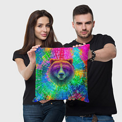 Подушка квадратная Цветной медведь, цвет: 3D-принт — фото 2