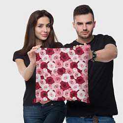 Подушка квадратная Красные и розовые розы, цвет: 3D-принт — фото 2