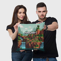Подушка квадратная Minecraft logo квадратный мир, цвет: 3D-принт — фото 2