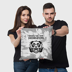 Подушка квадратная Bring Me the Horizon рок панда на светлом фоне, цвет: 3D-принт — фото 2