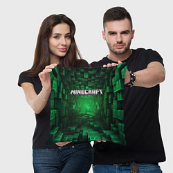 Подушка квадратная Minecraft logo зеленые плитки, цвет: 3D-принт — фото 2
