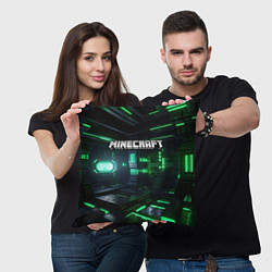 Подушка квадратная Minecraft logo зеленый мир, цвет: 3D-принт — фото 2