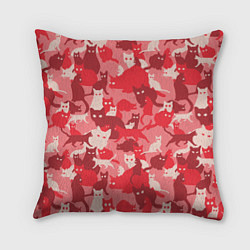 Подушка квадратная Розовый кошачий комуфляж, цвет: 3D-принт