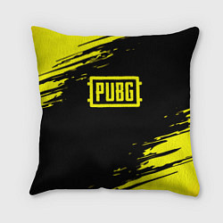 Подушка квадратная Pubg текстура краски жёлтые, цвет: 3D-принт