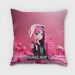 Подушка квадратная Minecraft девушка в розовом, цвет: 3D-принт