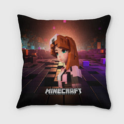 Подушка квадратная Minecraft девушка в мире кубиков, цвет: 3D-принт