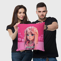 Подушка квадратная Персонаж Minecraft девушка, цвет: 3D-принт — фото 2