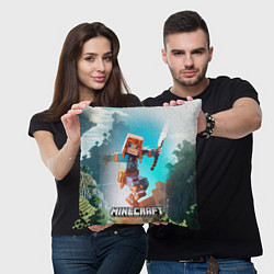 Подушка квадратная Персонаж Minecraft с мечом, цвет: 3D-принт — фото 2