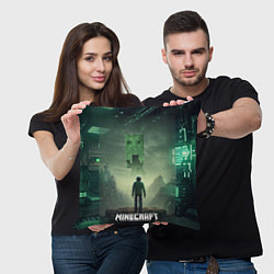 Подушка квадратная Minecraft зеленый монстр и персонаж, цвет: 3D-принт — фото 2