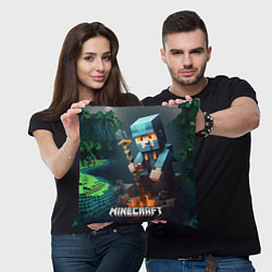 Подушка квадратная Minecraft персонаж у костра, цвет: 3D-принт — фото 2