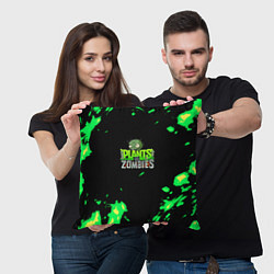 Подушка квадратная Plants vs Zombies зелёная текстура, цвет: 3D-принт — фото 2