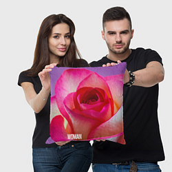 Подушка квадратная Розовая роза - woman, цвет: 3D-принт — фото 2
