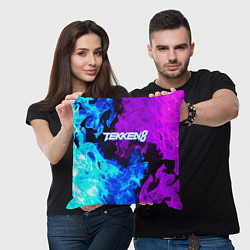 Подушка квадратная Tekken 8 неоновый огонь, цвет: 3D-принт — фото 2