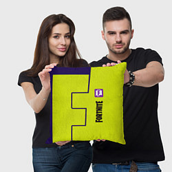 Подушка квадратная Fortnite logo yellow game, цвет: 3D-принт — фото 2