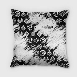 Подушка квадратная Genshin Impact - брызги краски, цвет: 3D-принт