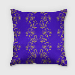 Подушка квадратная Контурные цветы на фиолетовом фоне, цвет: 3D-принт
