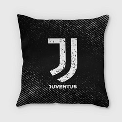 Подушка квадратная Juventus с потертостями на темном фоне, цвет: 3D-принт