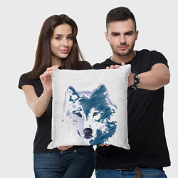 Подушка квадратная Волк темно-синий, цвет: 3D-принт — фото 2