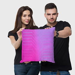 Подушка квадратная Розовые градиентные линии, цвет: 3D-принт — фото 2