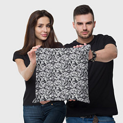 Подушка квадратная Пикселированный городской серый камуфляж, цвет: 3D-принт — фото 2