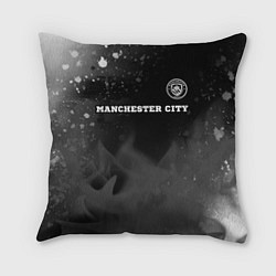 Подушка квадратная Manchester City sport на темном фоне посередине, цвет: 3D-принт