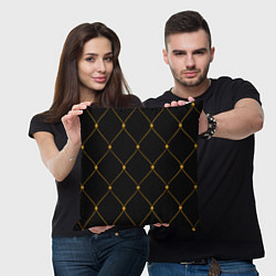 Подушка квадратная Желтая сетка на черном, цвет: 3D-принт — фото 2
