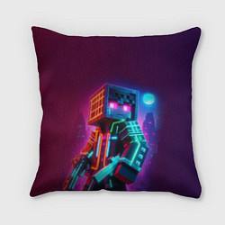 Подушка квадратная Cyberpunk and Minecraft - collaboration ai art, цвет: 3D-принт
