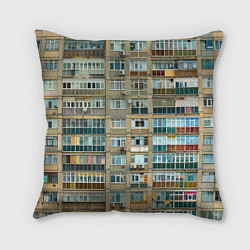 Подушка квадратная Панельный дом, цвет: 3D-принт