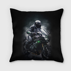 Подушка квадратная Мотоциклист и дым, цвет: 3D-принт