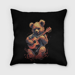 Подушка квадратная Большой плюшевый медведь играет на гитаре, цвет: 3D-принт