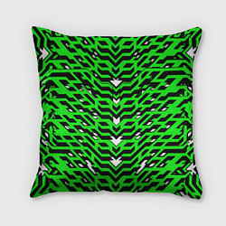 Подушка квадратная Агрессивный зелёный паттерн, цвет: 3D-принт