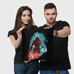 Подушка квадратная Assassins creed фон абстрактный, цвет: 3D-принт — фото 2