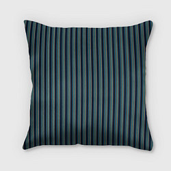 Подушка квадратная Чёрный в ярко-синюю полоску, цвет: 3D-принт