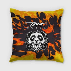 Подушка квадратная Tokio Hotel рок панда и огонь, цвет: 3D-принт