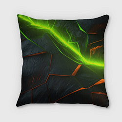 Подушка квадратная Green neon abstract geometry, цвет: 3D-принт