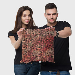 Подушка квадратная Имитация шкуры красно-коричневый, цвет: 3D-принт — фото 2