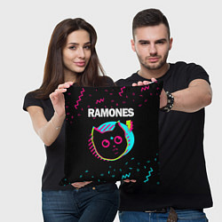 Подушка квадратная Ramones - rock star cat, цвет: 3D-принт — фото 2