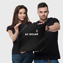 Подушка квадратная AC Milan sport на темном фоне посередине, цвет: 3D-принт — фото 2