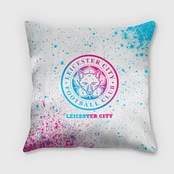 Подушка квадратная Leicester City neon gradient style, цвет: 3D-принт