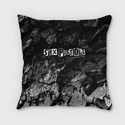 Подушка квадратная Sex Pistols black graphite, цвет: 3D-принт