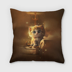 Подушка квадратная Теплый котик, цвет: 3D-принт