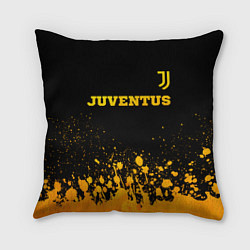 Подушка квадратная Juventus - gold gradient посередине, цвет: 3D-принт