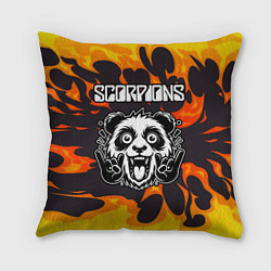 Подушка квадратная Scorpions рок панда и огонь, цвет: 3D-принт