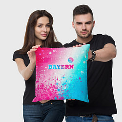 Подушка квадратная Bayern neon gradient style посередине, цвет: 3D-принт — фото 2